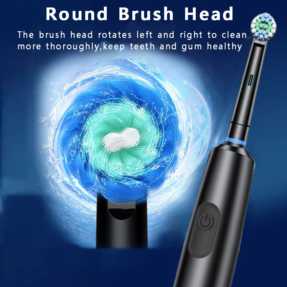 Electric Toothbrush Rotary Cleaning Teeth Brush Waterproof Electronic Tooth Brush with Timer Rechargeable Toothbrush with 8 Head