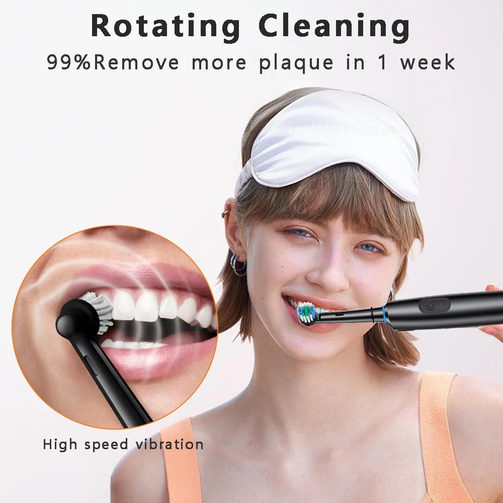 Electric Toothbrush Rotary Cleaning Teeth Brush Waterproof Electronic Tooth Brush with Timer Rechargeable Toothbrush with 8 Head